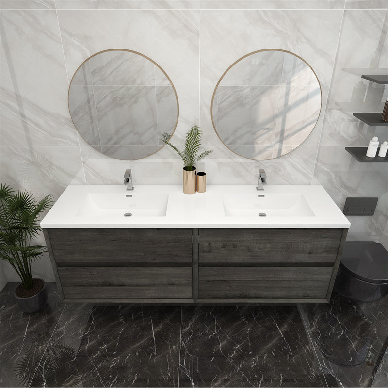 Pacifica Floating Vanity in Smoke Oak (24-84 inches)
