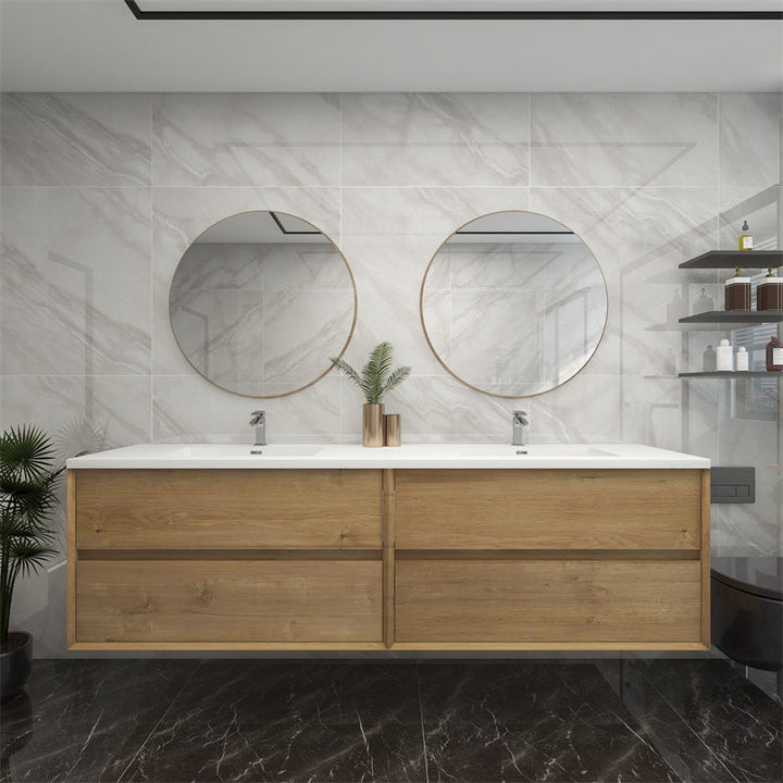 Pacifica Floating Vanity in White Oak (24-84 inches)
