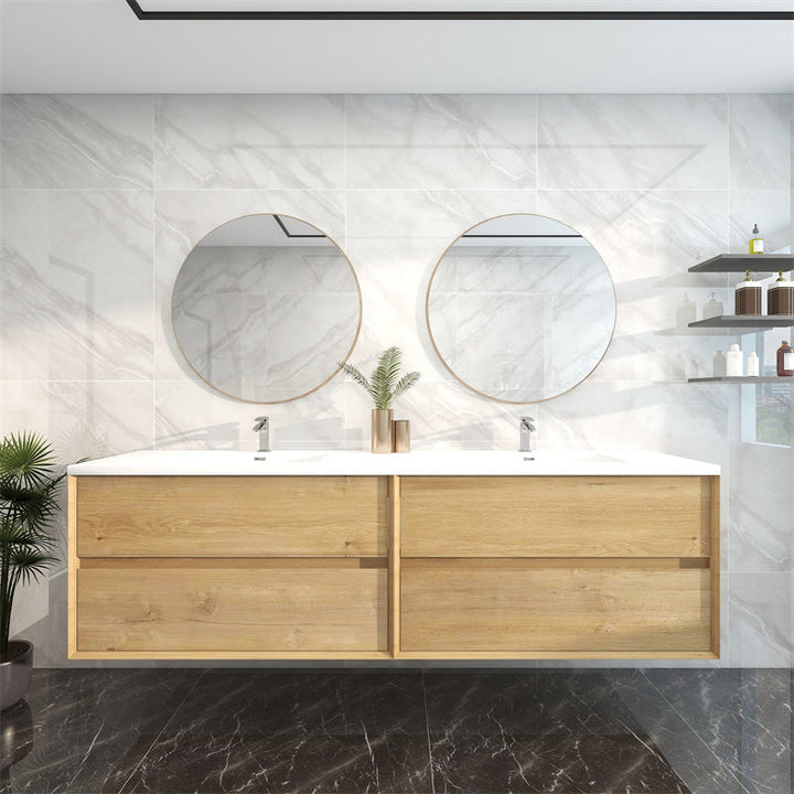 Pacifica Floating Vanity in White Oak (24-84 inches)