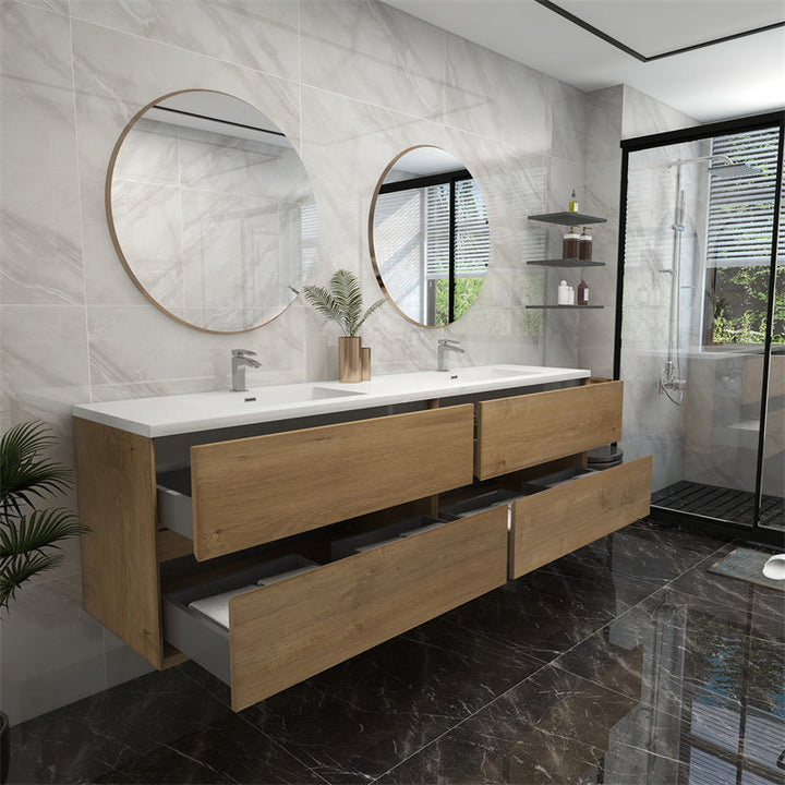 Pacifica Floating Vanity in White Oak (24-84 inches)