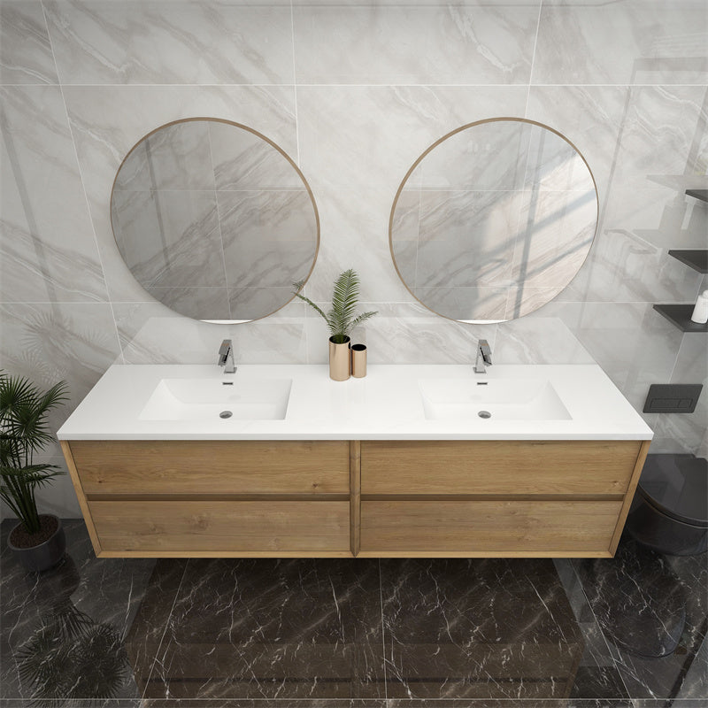 Pacifica Floating Vanity in White Oak (24-84 inches)
