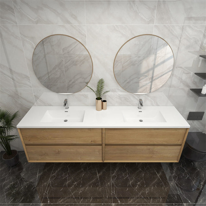 Pacifica Floating Vanity in White Oak (24-84 inches)