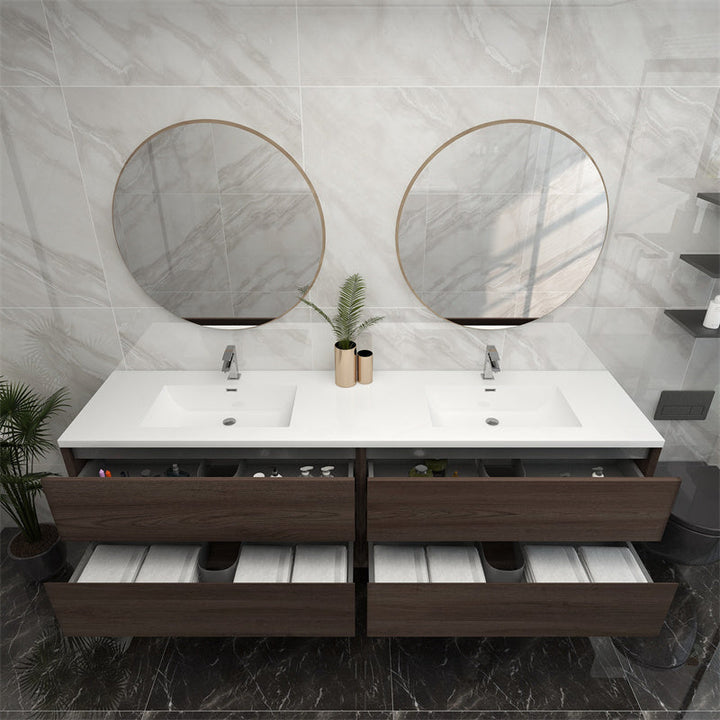 Pacifica Floating Vanity in Red Oak (24-84 inches)