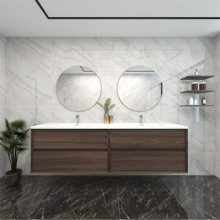 Pacifica Floating Vanity in Red Oak (24-84 inches)