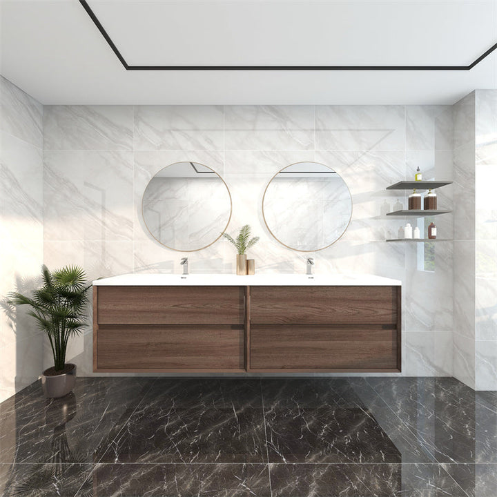 Pacifica Floating Vanity in Red Oak (24-84 inches)