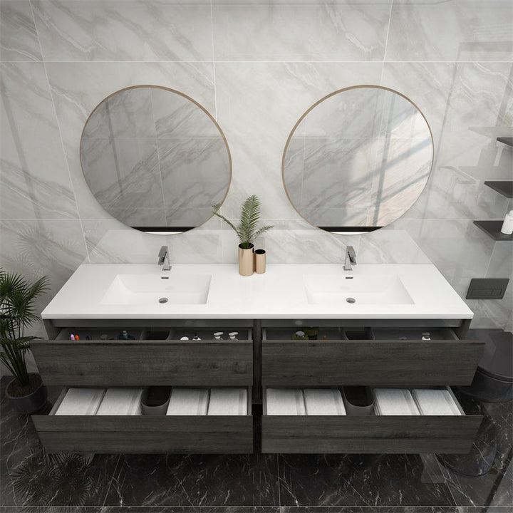 Pacifica Floating Vanity in Smoke Oak (24-84 inches)