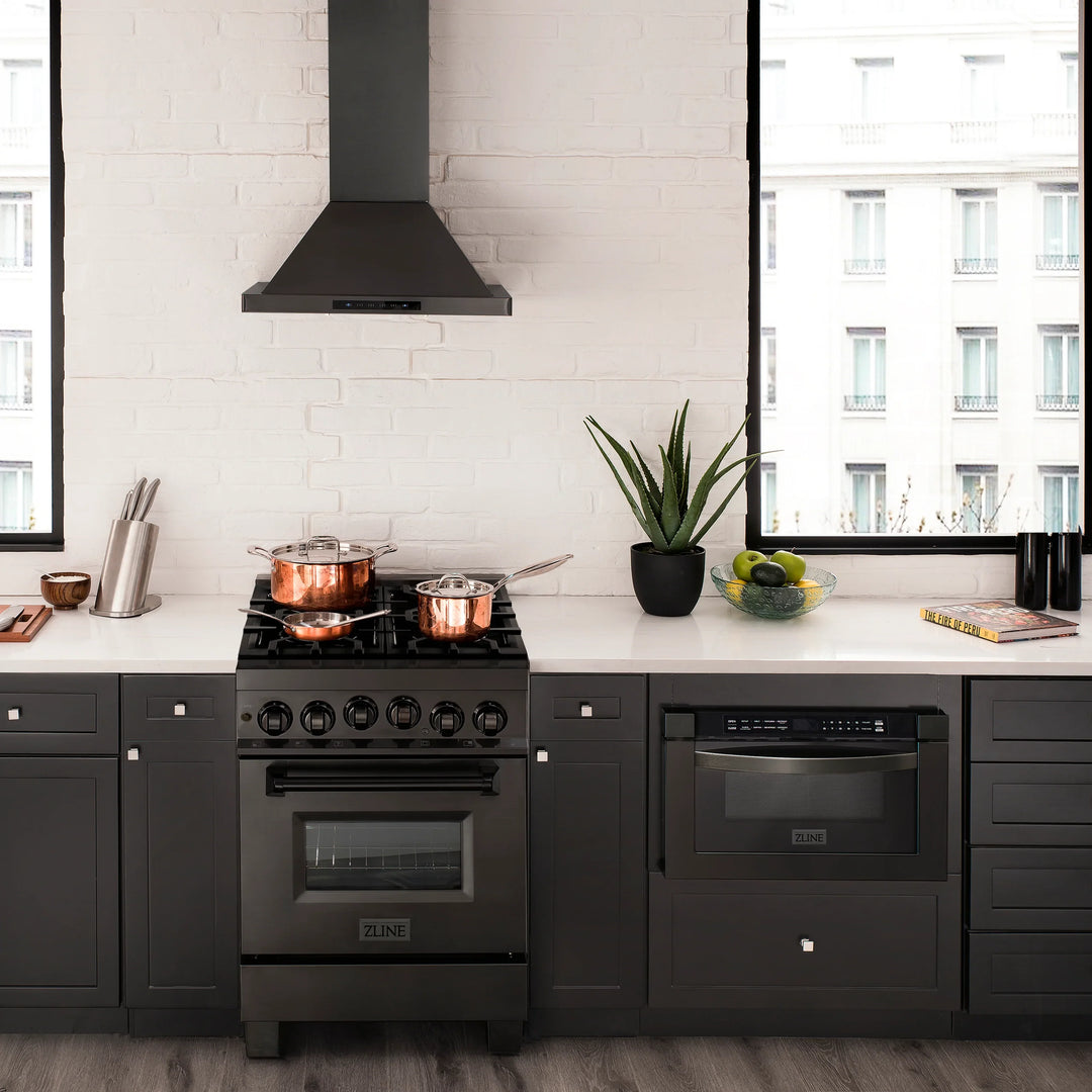 ZLINE 24" 2.8 cu. ft. Range with Gas Stove and Gas Oven in Black Stainless Steel (RGB-24)
