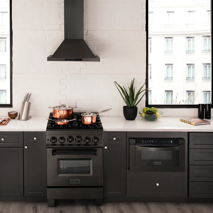 ZLINE 24" 2.8 cu. ft. Range with Gas Stove and Gas Oven in Black Stainless Steel (RGB-24)