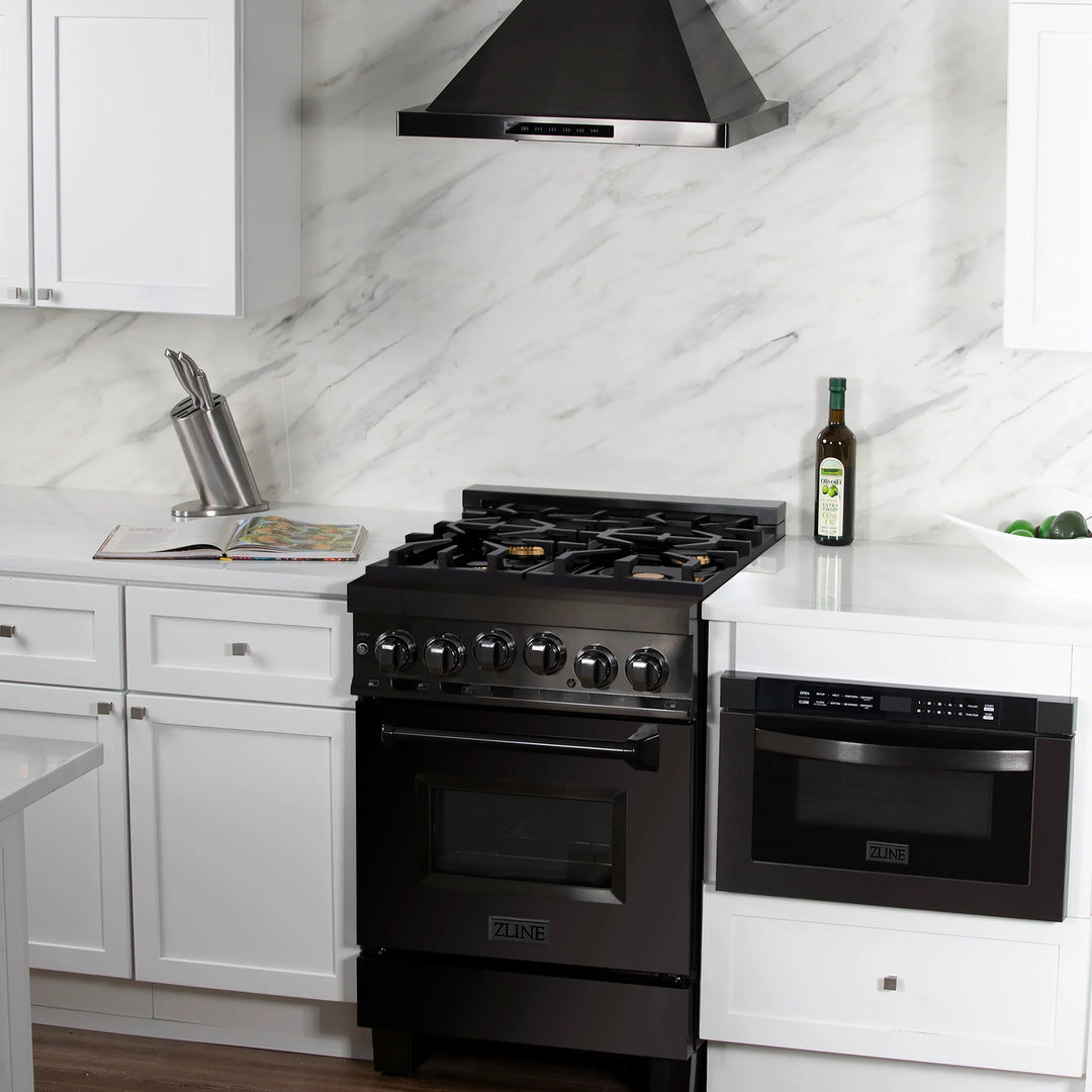 ZLINE 24" 2.8 cu. ft. Range with Gas Stove and Gas Oven in Black Stainless Steel (RGB-24)