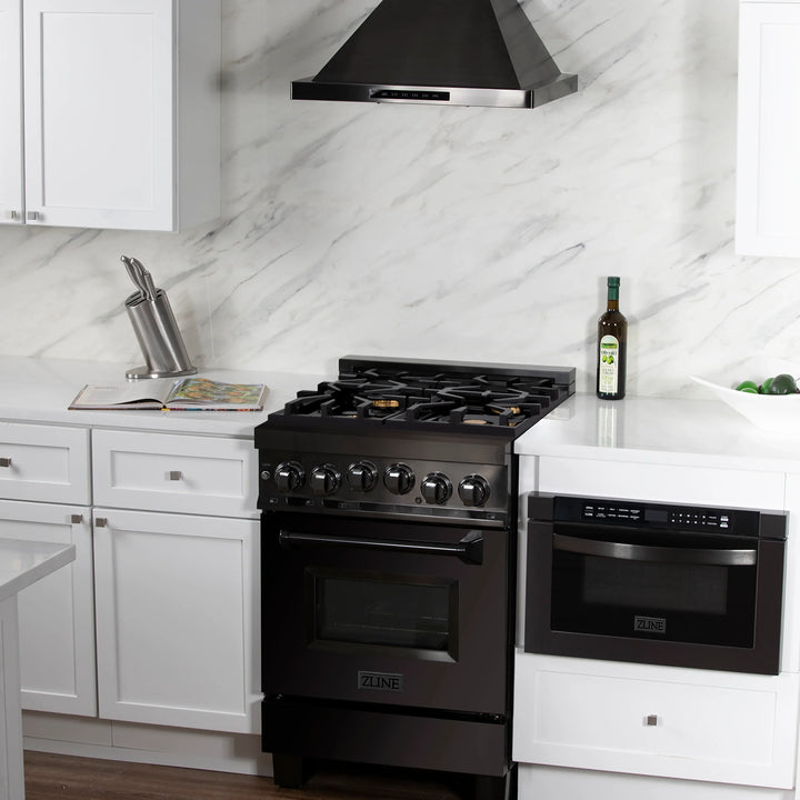 ZLINE 24" 2.8 cu. ft. Range with Gas Stove and Gas Oven in Black Stainless Steel (RGB-24)
