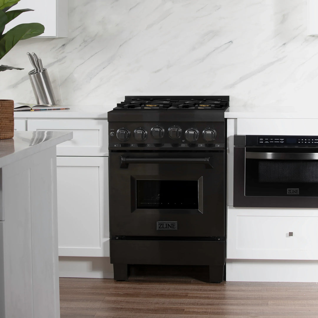 ZLINE 24" 2.8 cu. ft. Range with Gas Stove and Gas Oven in Black Stainless Steel (RGB-24)