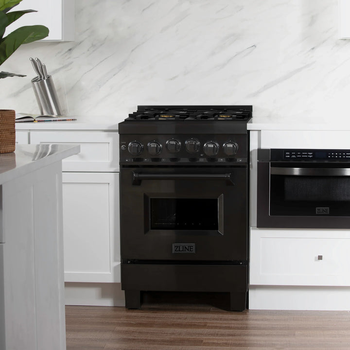 ZLINE 24" 2.8 cu. ft. Range with Gas Stove and Gas Oven in Black Stainless Steel (RGB-24)