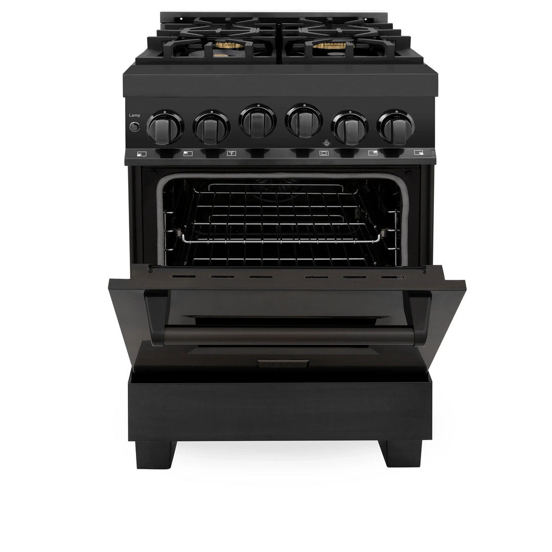 ZLINE 24" 2.8 cu. ft. Range with Gas Stove and Gas Oven in Black Stainless Steel (RGB-24)