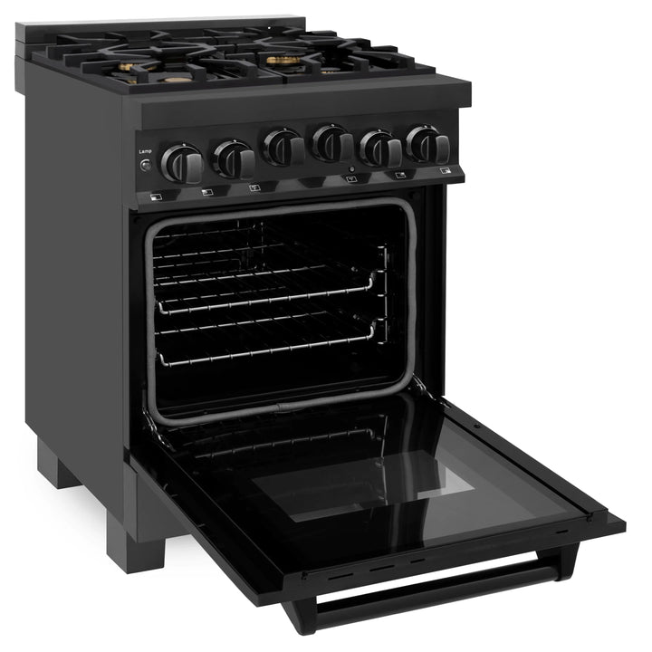 ZLINE 24" 2.8 cu. ft. Range with Gas Stove and Gas Oven in Black Stainless Steel (RGB-24)