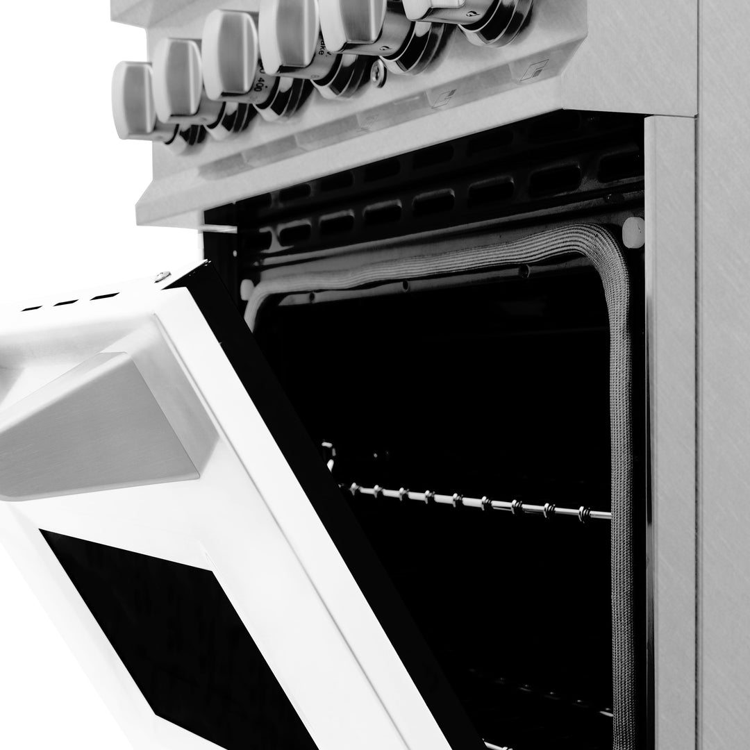 ZLINE 24" 2.8 cu. ft. Dual Fuel Range with Gas Stove and Electric Oven in Fingerprint Resistant Stainless Steel and White Matte Door (RAS-WM-24)