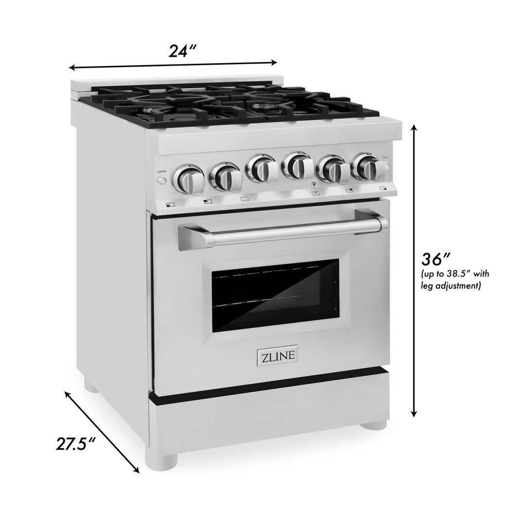 ZLINE 24" 2.8 cu. ft. Range with Gas Stove and Gas Oven in Stainless Steel (RG24)