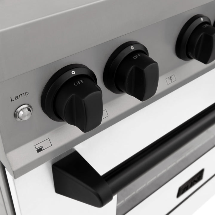 ZLINE 30" 4.0 cu. ft. Dual Fuel Range with Gas Stove and Electric Oven in Stainless Steel with White Matte Door and Accents (RAZ-WM-30-MB)