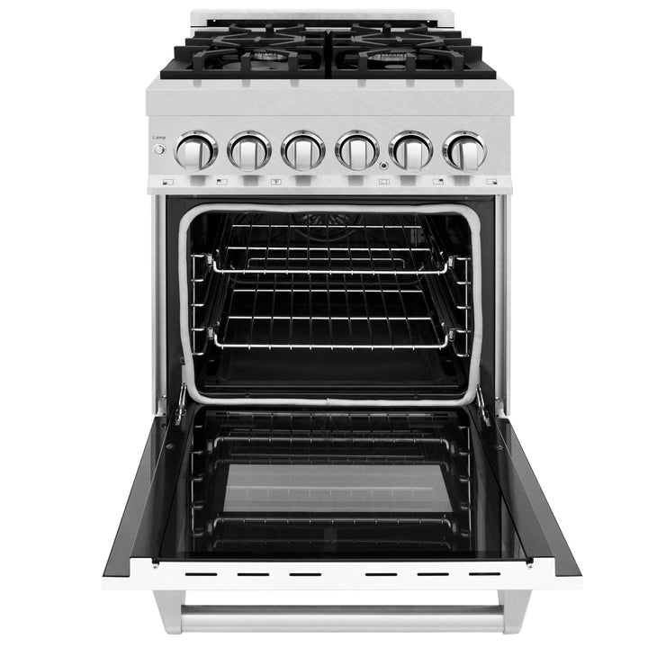 ZLINE 24" 2.8 cu. ft. Dual Fuel Range with Gas Stove and Electric Oven in Fingerprint Resistant Stainless Steel and White Matte Door (RAS-WM-24)
