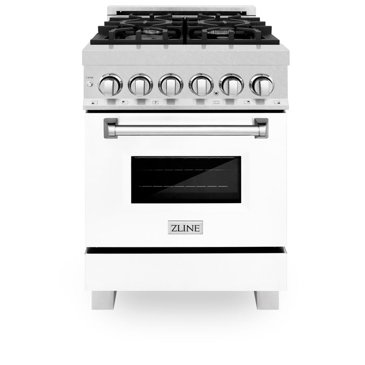 ZLINE 24" 2.8 cu. ft. Dual Fuel Range with Gas Stove and Electric Oven in Fingerprint Resistant Stainless Steel and White Matte Door (RAS-WM-24)