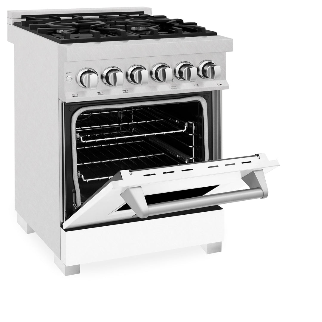 ZLINE 24" 2.8 cu. ft. Dual Fuel Range with Gas Stove and Electric Oven in Fingerprint Resistant Stainless Steel and White Matte Door (RAS-WM-24)