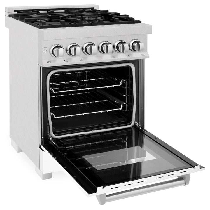 ZLINE 24" 2.8 cu. ft. Dual Fuel Range with Gas Stove and Electric Oven in Fingerprint Resistant Stainless Steel and White Matte Door (RAS-WM-24)