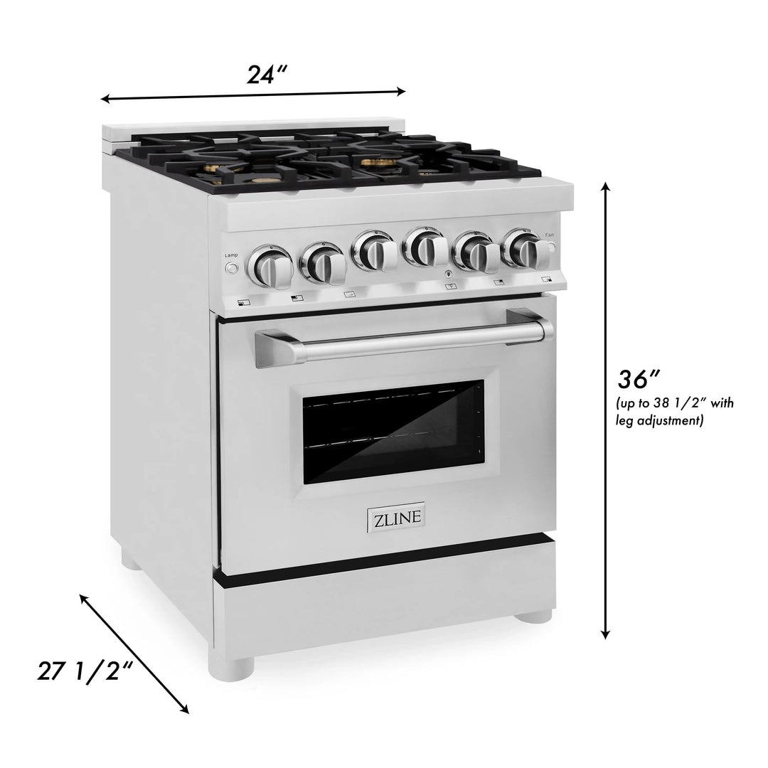 ZLINE 24" 2.8 cu. ft. Range with Gas Stove and Gas Oven in Stainless Steel (RG24)