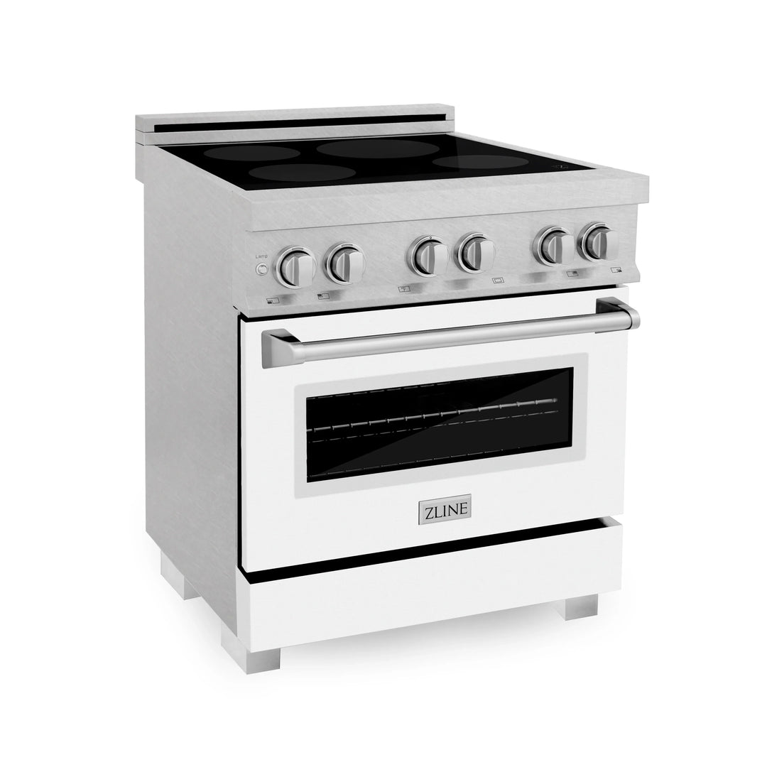ZLINE 30" 4.0 cu. ft. Induction Range in DuraSnow with a 4 Element Stove and Electric Oven (RAINDS-30)