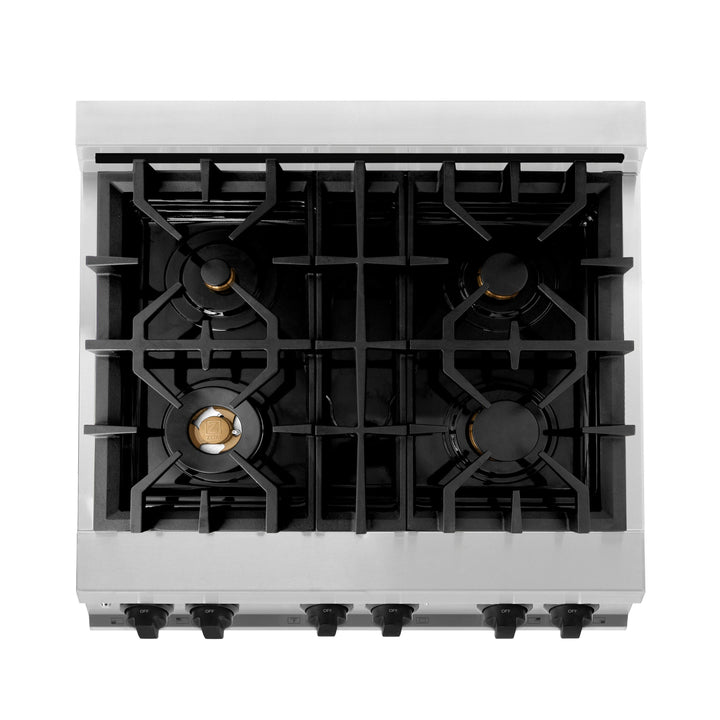 ZLINE 30" 4.0 cu. ft. Dual Fuel Range with Gas Stove and Electric Oven in Stainless Steel with White Matte Door and Accents (RAZ-WM-30-MB)