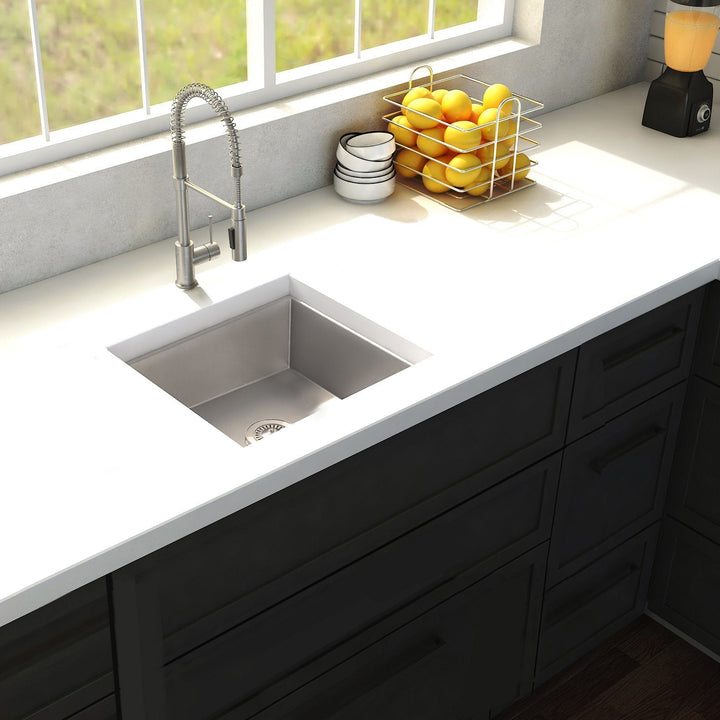 ZLINE Boreal 15 inch Undermount Single Bowl Bar Sink in DuraSnowv Stainless Steel (SUS-15S)