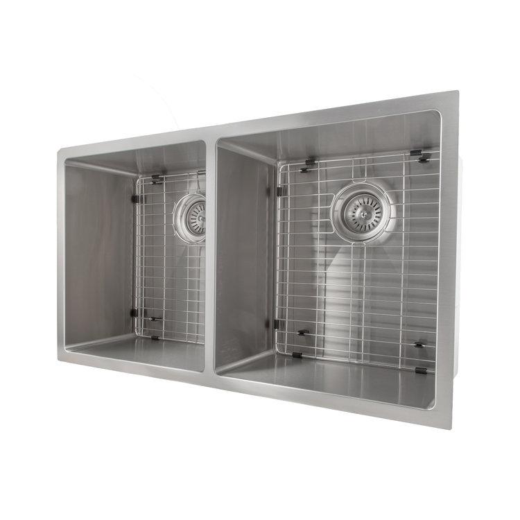 ZLINE Anton 33 Inch Undermount Double Bowl Sink in DuraSnow® Stainless Steel (SR50D-33S)