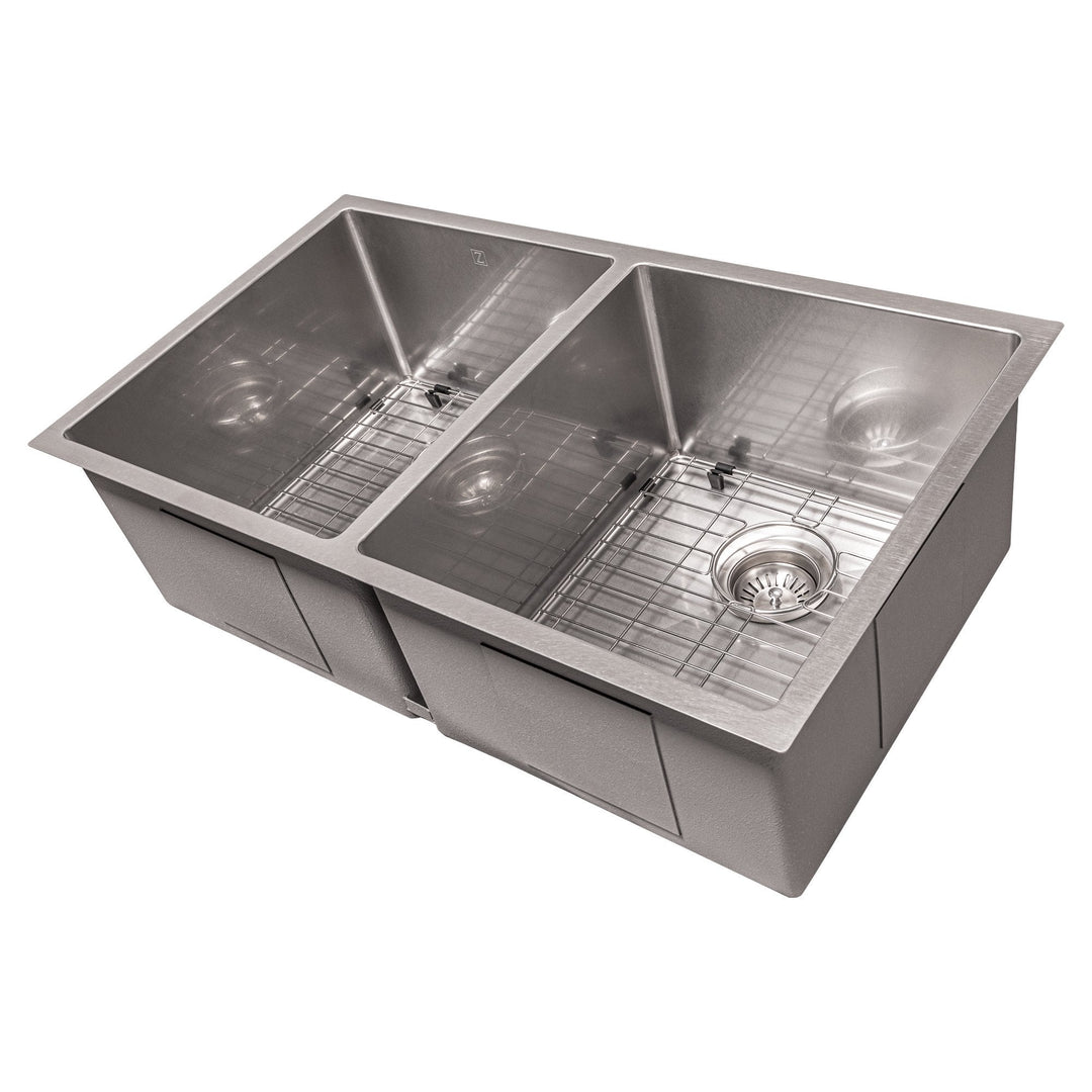ZLINE Anton 33 Inch Undermount Double Bowl Sink in Stainless Steel (SR50D-33)