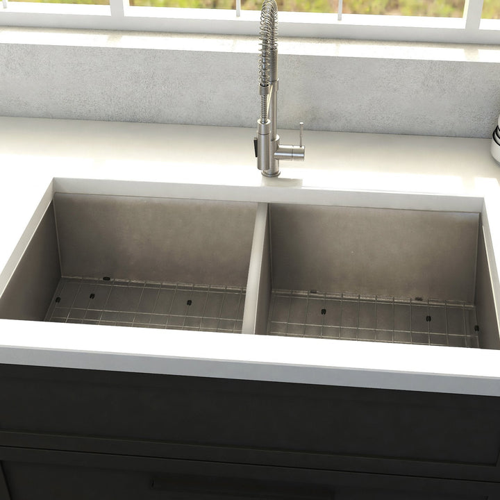 ZLINE Anton 33 Inch Undermount Double Bowl Sink in DuraSnow® Stainless Steel (SR50D-33S)