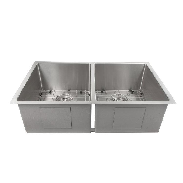 ZLINE Anton 33 Inch Undermount Double Bowl Sink in Stainless Steel (SR50D-33)