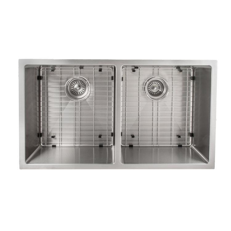 ZLINE Anton 33 Inch Undermount Double Bowl Sink in DuraSnow® Stainless Steel (SR50D-33S)