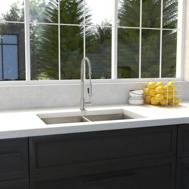 ZLINE Anton 33 Inch Undermount Double Bowl Sink in DuraSnow® Stainless Steel (SR50D-33S)