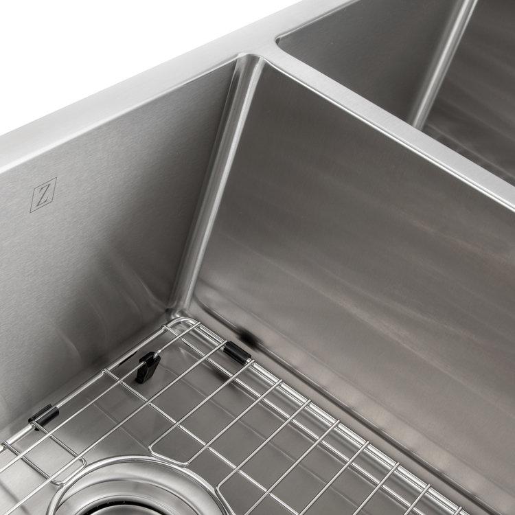 ZLINE Anton 33 Inch Undermount Double Bowl Sink in DuraSnow® Stainless Steel (SR50D-33S)