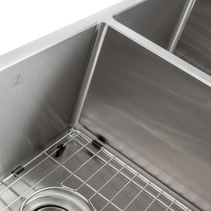 ZLINE Anton 33 Inch Undermount Double Bowl Sink in DuraSnow® Stainless Steel (SR50D-33S)