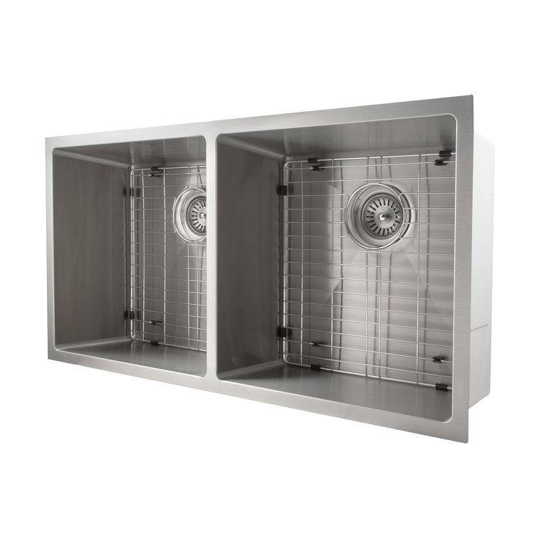 ZLINE Anton 36 Inch Undermount Double Bowl Sink in DuraSnow® Stainless Steel (SR50D-36S)