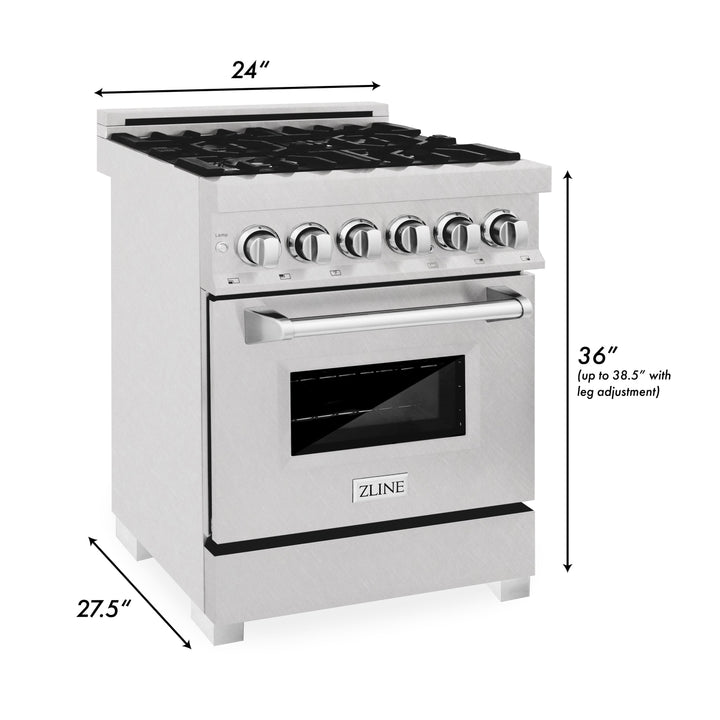ZLINE 24" 2.8 cu. ft. Range with Gas Stove and Gas Oven in DuraSnow® Stainless Steel (RGS-24)